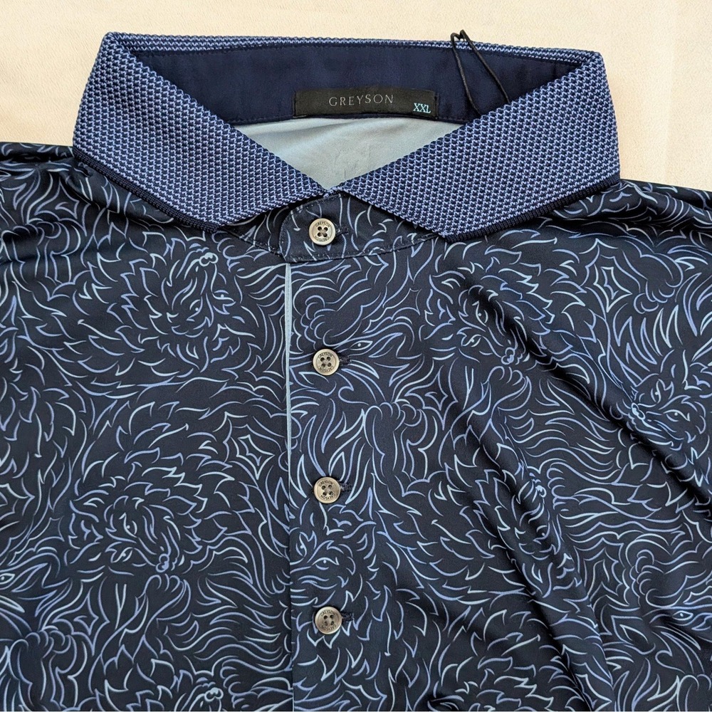 New Greyson Men's Den Of Thieves Activewear Polo Maltese Blue XXL